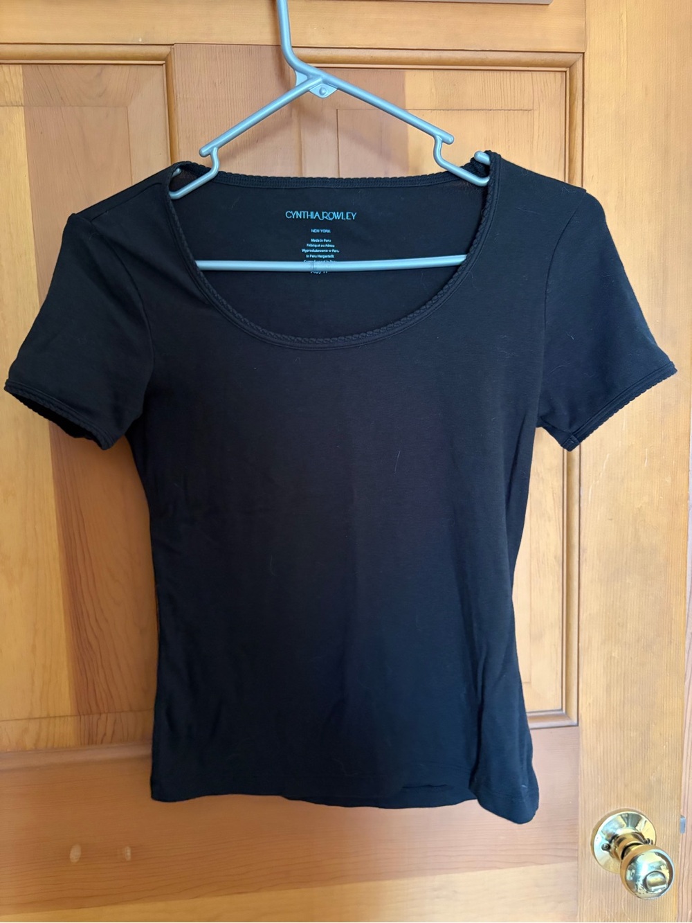 Cynthia Rowley Black Scoop Neck Short Sleeve Tee